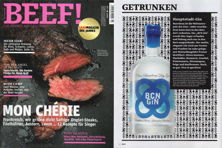 BCN gin in der Beef Magazin